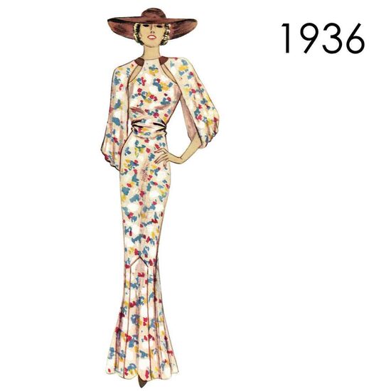 1936 Gown 90 cm to 98 cm (35.4"- 38.6") bust